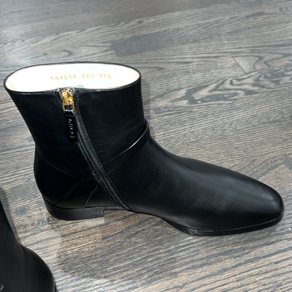 Gucci Calf Leather GG Enamel Logo Ankle Boot-Authentic-NIB - Picture 7 of 12